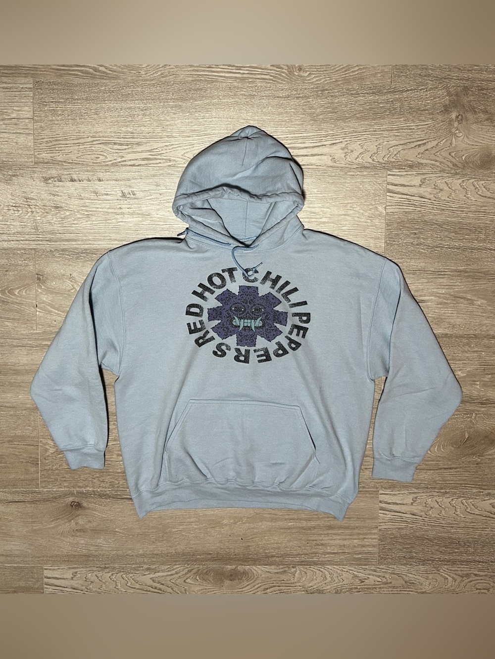 Vintage Red Hot Chili Peppers Baby Blue Graphic Hoodie Sweater